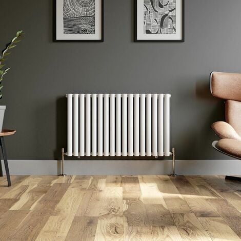 White Oval Column Designer Radiator Vertical Horizontal 600 x 1020mm Double Panel