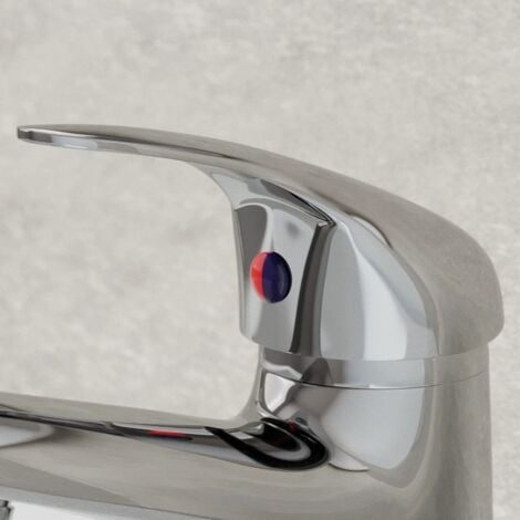 Bathroom Basin Mono Mixer Tap Waste Chrome Curved Single Lever