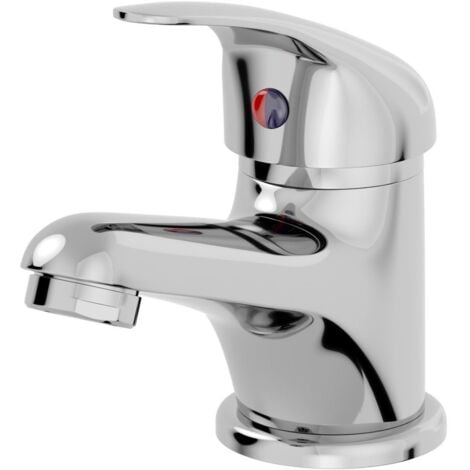 Bathroom Basin Mono Mixer Tap Waste Chrome Curved Single Lever