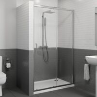 1200 x 900mm Sliding Shower Door Enclosure 8mm Glass Panel Framed Tray & Waste