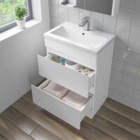 600mm Bathroom Vanity Unit Basin Drawer Cabinet Unit Charcoal Grey