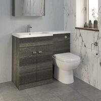 1100mm Bathroom Vanity Unit Basin & Toilet Combined Unit LH Grey
