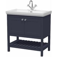 800mm Bathroom Vanity Unit Wash Basin Sink Cabinet Furniture Blue Traditional