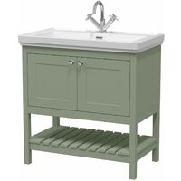 800mm Bathroom Vanity Unit Wash Basin Sink Cabinet Furniture Green Traditional