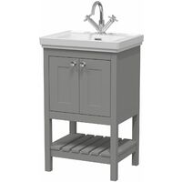 500mm Bathroom Vanity Unit Wash Basin Sink Cabinet Furniture Grey Traditional