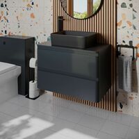 Bathroom Cloakroom Vanity Unit Wall Hung Countertop Wash Basin Grey 800mm