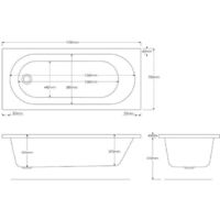 Bathroom 1700mm Curved Single Ended Straight Bath Tub Front Panel Acrylic White