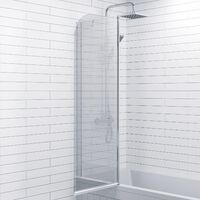Modern Bathroom Bath Shower Screen 2 Section Curved Chrome 1000mm Reversible 6mm