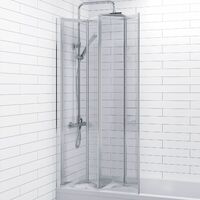 Bathroom 4 Panel Folding Bath Shower Screen Chrome 1000mm Reversible 4mm Glass - Silver