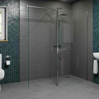 1400 & 800mm Walk In Wet Room Shower Screens with Return Panel 8mm Safety Glass