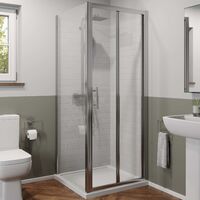 800mm x 800mm Bathroom Bi Fold Shower Door Enclosure Side Panel Framed 6mm Glass