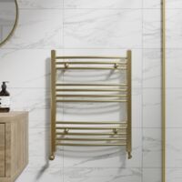 DuraTherm Brushed Brass Curved Heated Towel Rail Bathroom Radiator Designer 750 x 600mm