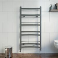 DuraTherm Anthracite Curved Heated Towel Rail Bathroom Radiator Designer 1200 x 600mm