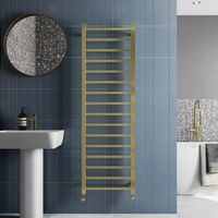 Solaro Brushed Brass Heated Towel Rail Square Bar Bathroom Radiator Ladder Wall Mounted 1600 x 500mm