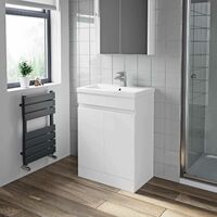 Bathroom Vanity Unit Tall Cupboard Mirror Cabinet Basin Furniture Storage Grey
