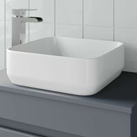 Bathroom Vanity Wash Basin Sink Countertop Square Curved White Modern 365x365mm - White