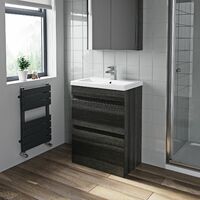 600mm Modern Bathroom Vanity Basin Soft Close Drawer Unit Toilet Charcoal Grey - Grey