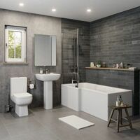 Complete Bathroom Suite 1500 L Shape RH Bath Screen WC Basin Vanity Unit Shower