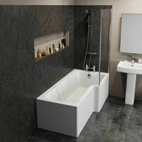 Complete Bathroom Suite 1500mm L Shape RH Bath Screen Toilet Basin Taps Shower