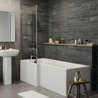 Complete Bathroom Suite 1600mm L Shape RH Bath Screen Toilet Basin Taps Shower