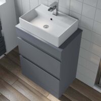 800mm Grey Bathroom Furniture Countertop Vanity Unit Rectangular Basin