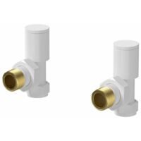 Galiflo White Angled Radiator Towel Rad Valve Pack 15mm Manual Modern