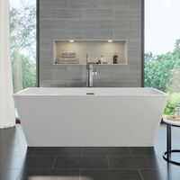 Luxury Lamoura Modern Freestanding Bath 1700mm Acrylic Built in Waste White