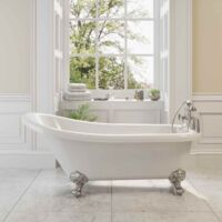 Traditional Buxton Freestanding Bath Single Ended Ball Feet 1550mm Acrylic White