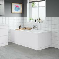 Modern Bathroom 750mm End Bath Panel 18mm MDF White Gloss Wooden Plinth Easy Cut