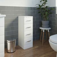 Bathroom 250 x 300 4 Drawer Unit Cabinet Modern Furniture White Gloss Storage