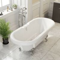 Freestanding Traditional 1500mm Double Ended Roll Top Bath Legs Included White