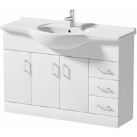 1200mm Floorstanding Bathroom Vanity Unit & Basin Single Tap Hole White Gloss