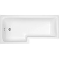 1500mm L Shaped LH Shower Bath Bathtub Screen Front Side Panel Acrylic Bathroom - White