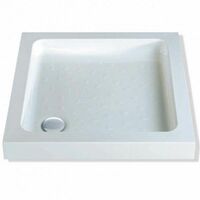 MX Classic Deep Square Shower Tray 760 White Durable Resin Waste Bathroom - White