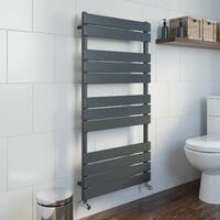 Bathroom 1200 x 600mm Manual Heated Towel Rail Radiator Anthracite Flat Panel