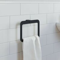Bathroom WC Towel Ring Black Square Wall Mounted Stylish Modern