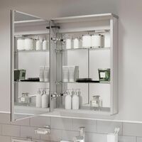 Bathroom LED Mirror Cabinet Cupboard Demister Pad Shaver Socket IP44 715 x 500mm