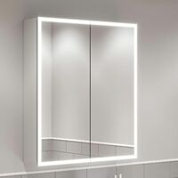 Modern Bathroom Mirror Cabinet IP44 Rated LED Illuminated Wall Mounted 600 x 700