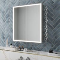 Modern Bathroom Mirror Cabinet IP44 Rated LED Illuminated Wall Mounted 600 x 700