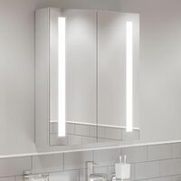 Modern Mirror Cabinet LED Illuminated Wall Mounted Shaver Socket IP44 600x700mm