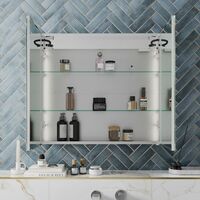 Modern Bathroom Cabinet/LED Mirror Wall Hung Illuminated Shaver Sensor 600 x 700