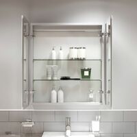 Modern Bathroom Mirror Cabinet IP44 Rated LED Illuminated Wall Mounted 800 x 700