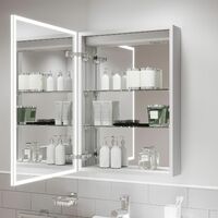 Bathroom LED Mirror Cabinet Illuminated Demister Pad Shaver Socket 700 x 500mm