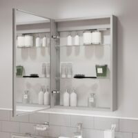 Bathroom Mirror Cabinet LED Lights Wall Mounted Mains Demister IP44 500 x 650mm