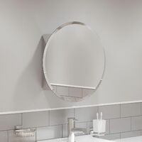 Round Door Bathroom Mirror Cabinet Cupboard Stainless Steel Wall Mounted 500mm
