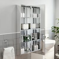 Tall Single Door Bathroom Mirror Cabinet Cupboard Stainless Steel Wall Mounted