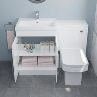 600mm Bathroom Vanity Unit Basin Concealed Cistern Square Toilet WC Gloss White