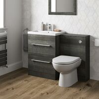 Charcoal Grey 600mm Bathroom Vanity Unit Drawer Basin Concealed Cistern Toilet