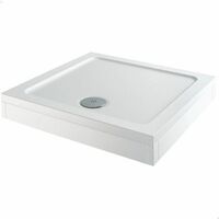 Modern Square Shower Tray 900 x 900mm Easy Plumb Slimline Lightweight White - White