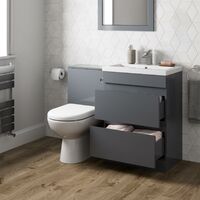600mm Bathroom Drawer Vanity Unit Basin Toilet Soft Close Seat Modern Gloss Grey